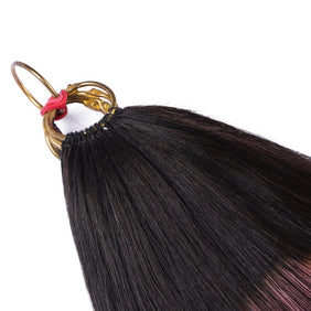 Black Mix Pink Nano Ring Tip Human Hair Extensions-FEATHER