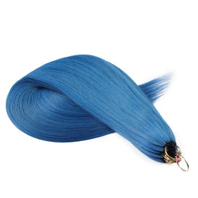 Blue Nano Ring Tip Human Hair Extensions-FEATHER