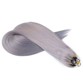 Gray Nano Ring Tip Human Hair Extensions-FEATHER