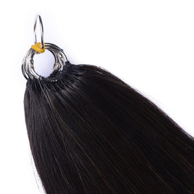 Black Mix Gray Nano Ring Tip Human Hair Extensions-FEATHER