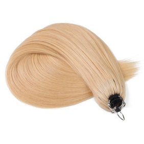 Honey Blonde Nano Ring Tip Human Hair Extensions-FEATHER