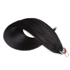 Natural Black Nano Ring Tip Human Hair Extensions-FEATHER