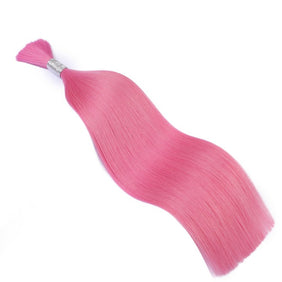 Pink Wet & Wavy Bulk Hair Extensions for Braiding-HAIR BULK