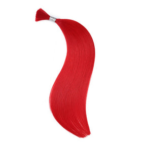 Red Wet & Wavy Bulk Hair Extensions for Braiding-HAIR BULK