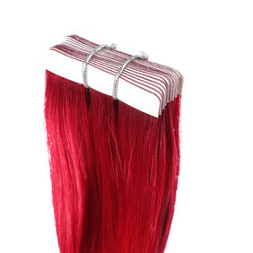 Red PU Tape Ins Human Hair Extensions