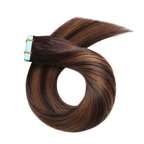 Cuticle Aligned 100% Human Hair  PU Tape Ins Extension